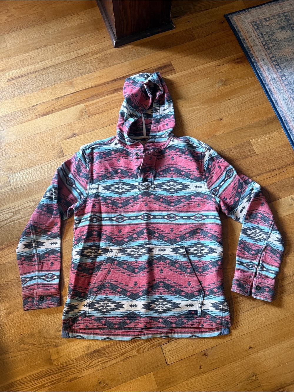 Faherty Aztec southwest hooded pullover Baja sweatshirt small